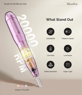 Perceuse à ongles MelodySusie PC120B en utilisation sur des ongles