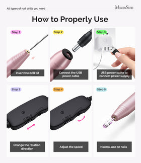 Perceuse à ongles MelodySusie PC120I avec base de recharge