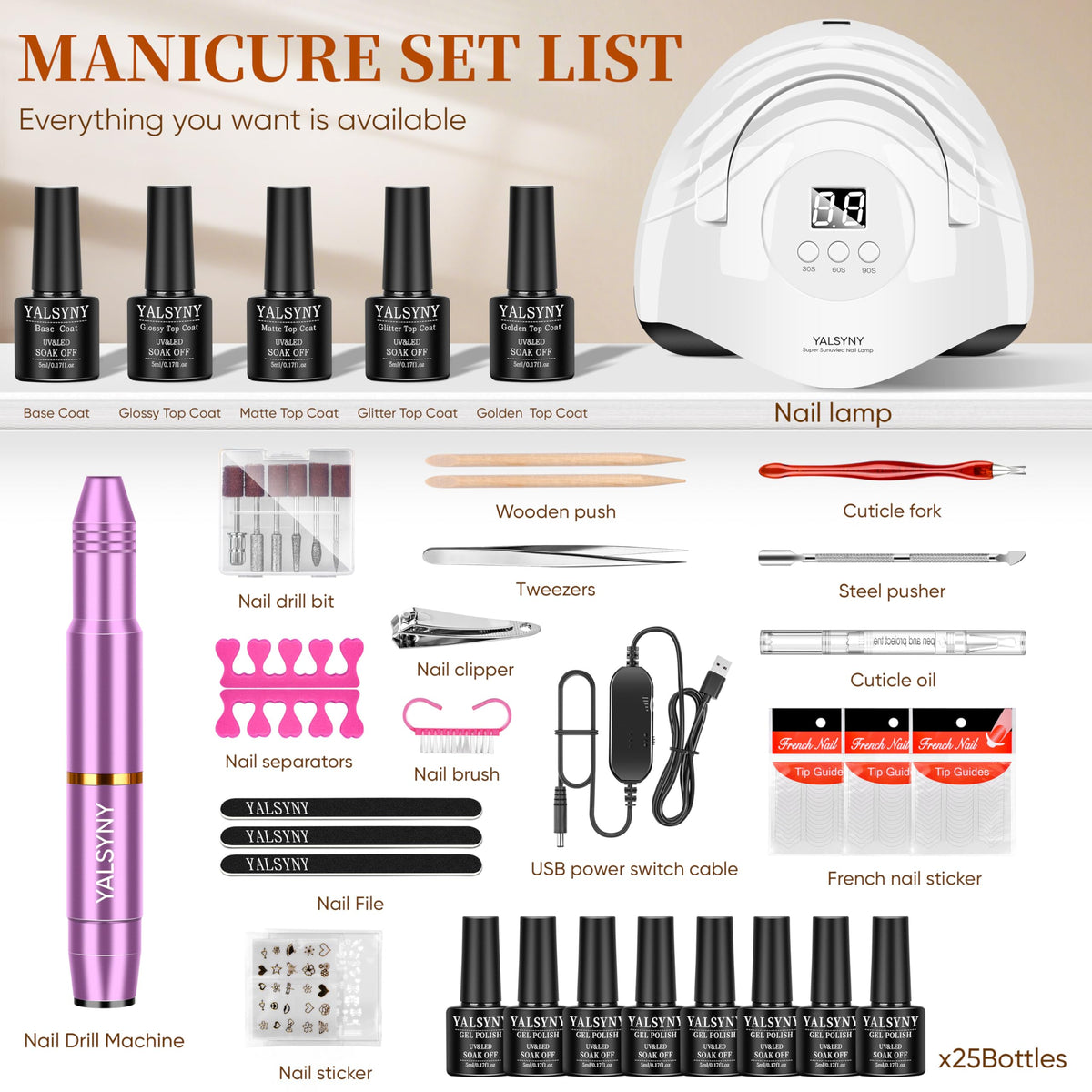 Perceuse à ongles portable YALSYNY avec embouts et bandes de ponçage