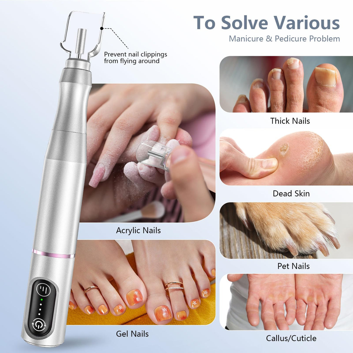 Perceuse à ongles TUOBEO en utilisation sur des ongles en gel