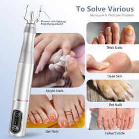 Perceuse à ongles TUOBEO en utilisation sur des ongles en gel
