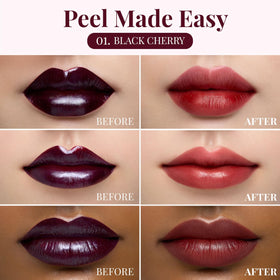 Peripera Ink Peel Off Lip Stain 01 BLACK CHERRY application sur les lèvres