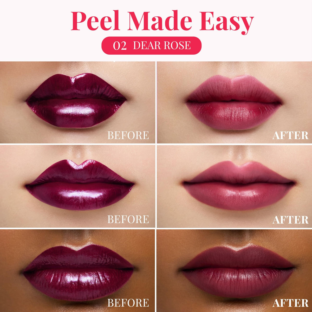 Peripera Ink Peel Off Lip Stain 02 Dear Rose swatch on lips