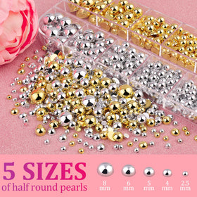 Perles à ongles argent et or de différentes tailles