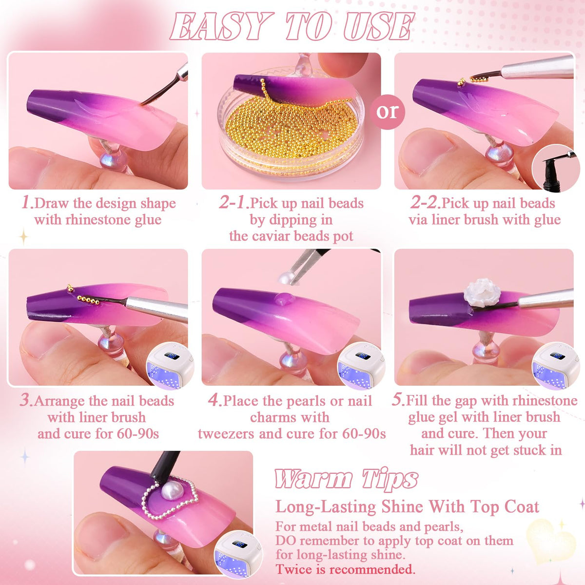 Perles à ongles BELLEBOOST utilisées pour une décoration élégante
