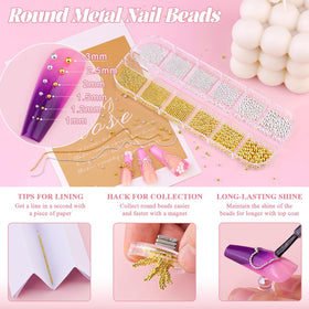 Perles à ongles métalliques BELLEBOOST de différentes tailles allant de 1 à 3 mm