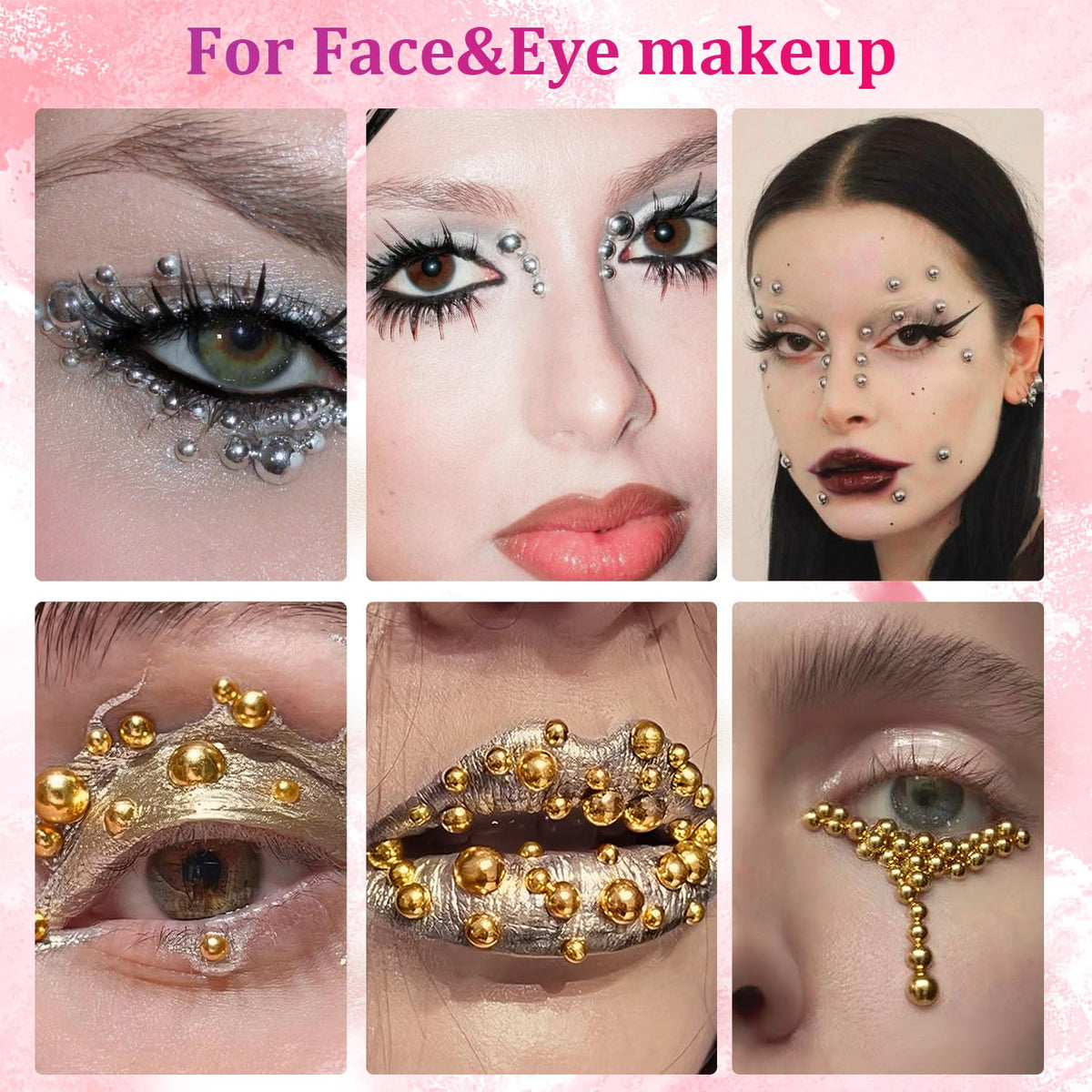 Perles à plat dos sur des créations de maquillage