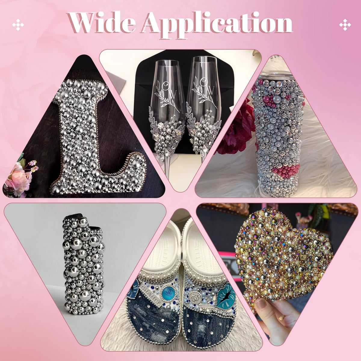 Perles argentées utilisées pour embellir des chaussures