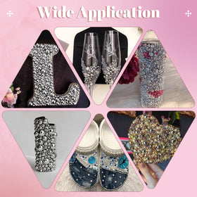 Perles argentées utilisées pour embellir des chaussures