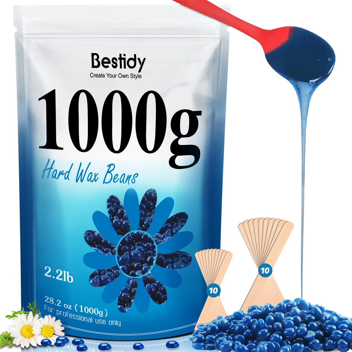Perles de cire dure Bestidy 1000g vue de face