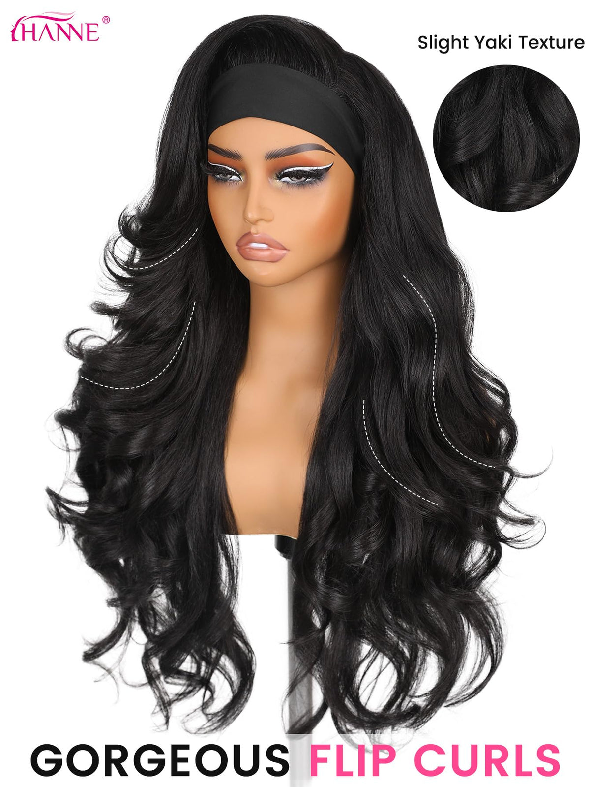 Perruque à bandeau ondulée HANNE avec boucles volumineuses