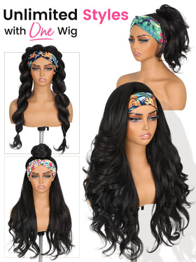 Perruque à bandeau ondulée HANNE mise en style mi-haut