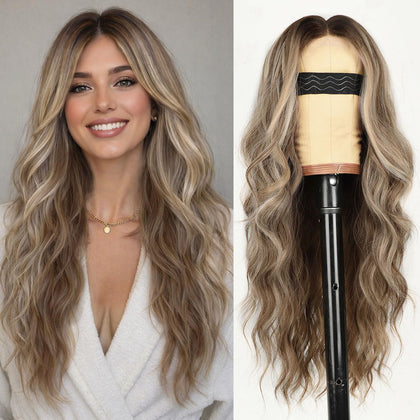 Perruque AISI HAIR balayage blonde 26 pouces vue de face