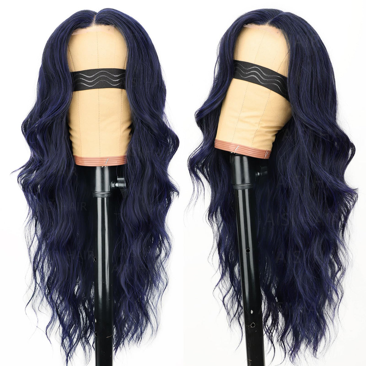 Perruque AISI HAIR bleue foncée avec texture bouclée