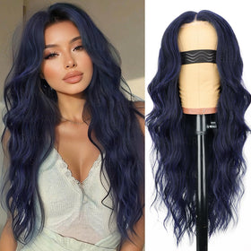 Perruque AISI HAIR bleue foncée longue vue avant