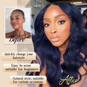 Perruque AISI HAIR bleue foncée portée lors d'un événement