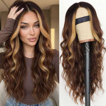 Perruque AISI HAIR Ombre Marron vue avant avec texture ondulée