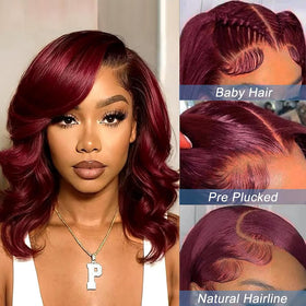 Perruque Bob 99J Bordeaux ajustée sur un modèle