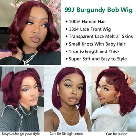 Perruque Bob 99J Bordeaux vue arrière