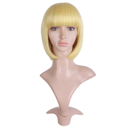 Perruque Bob Droite Blonde 30 cm vue de face