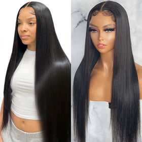 Perruque bunGiol lace front droite cheveux humains avec détails en dentelle