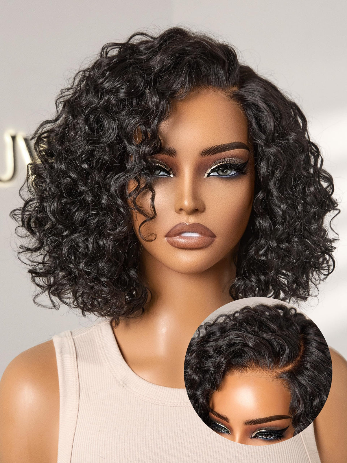 Perruque courte LUVME HAIR 12 pouces avec texture bouclée Water Wave