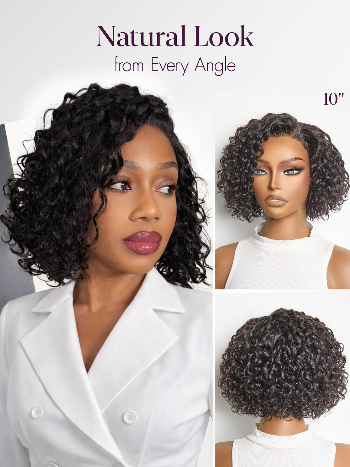 Perruque courte LUVME HAIR portée par un mannequin
