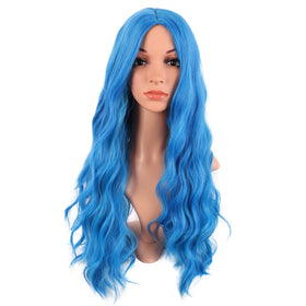 Perruque Curly 28 pouces bleu clair vue de face