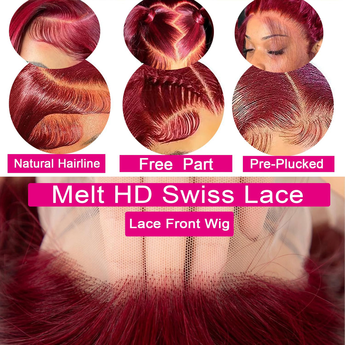 Perruque en cheveux humains avec texture ondulée