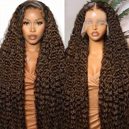 Perruque en cheveux humains chocolat brun vue de face
