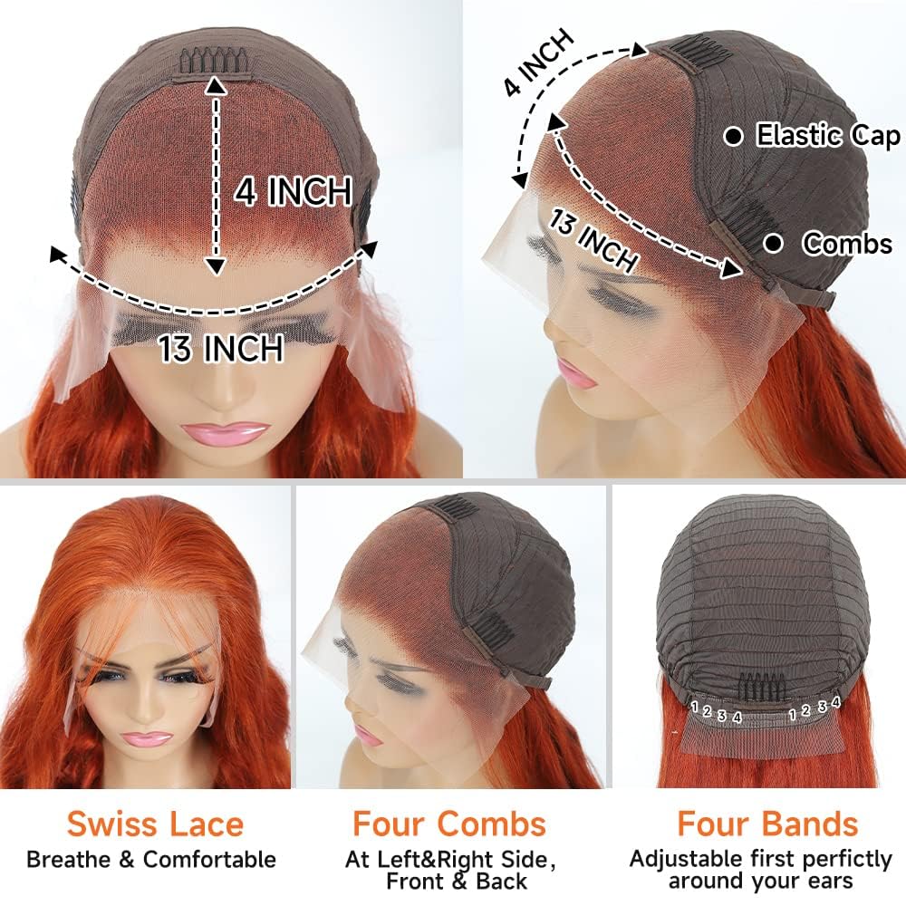 Perruque Ginger QZOQZO avec cheveux ondulés