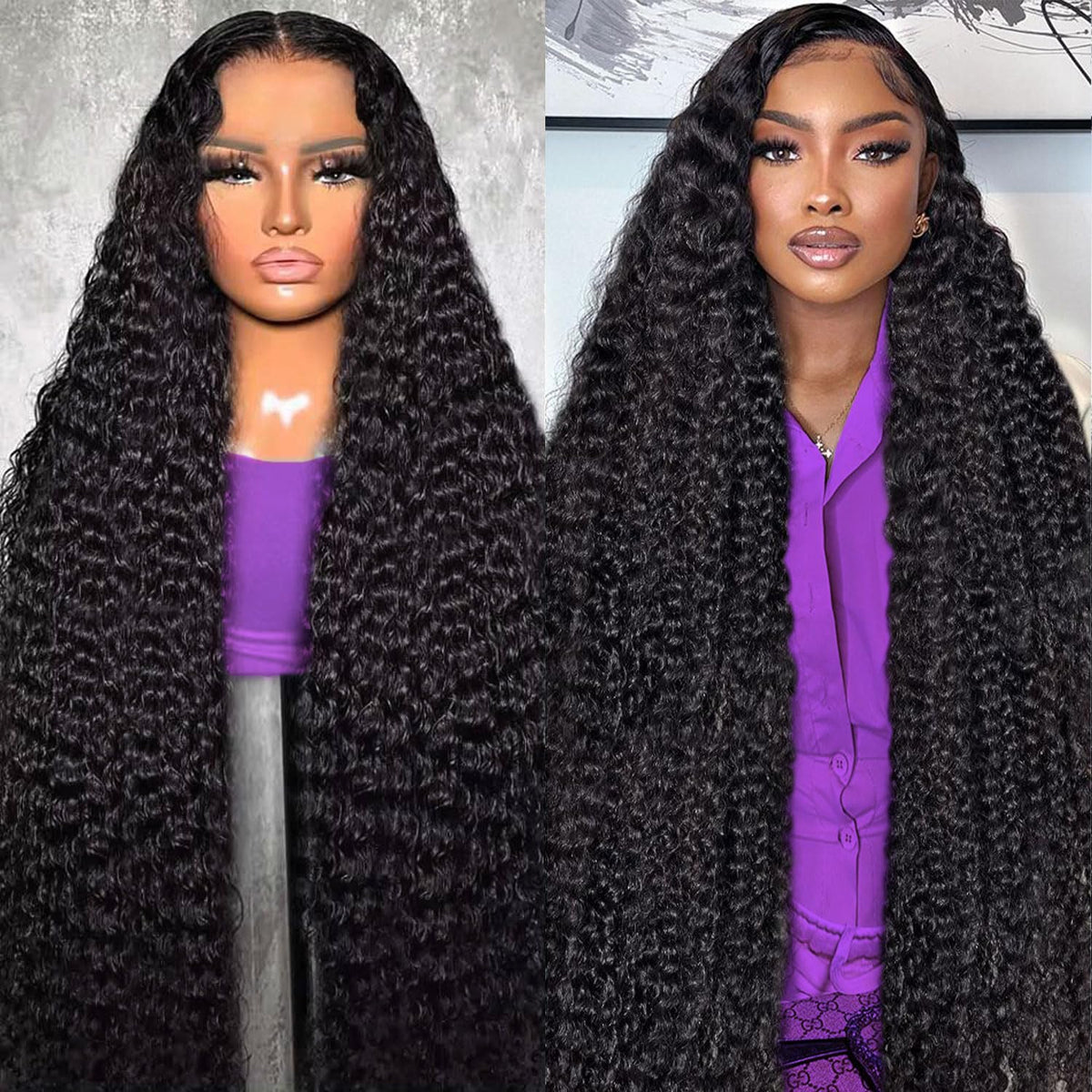 Perruque lace front 13x6 boucles profondes BJVT vue avant