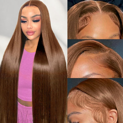 Perruque lace front chocolat Cypha 28 pouces vue avant