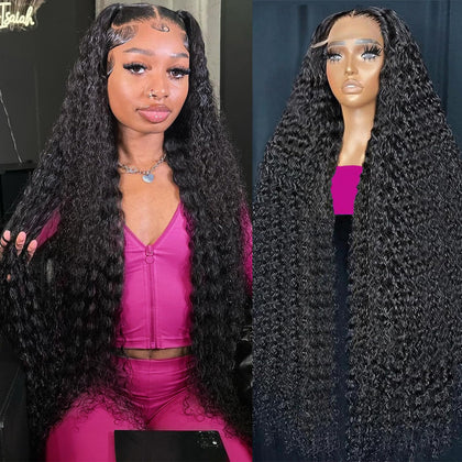 Perruque lace front KVFCT 30 pouces vue avant avec boucles profondes