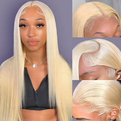 Perruque Lace Front LETMIEO 20 pouces blonde vue de face