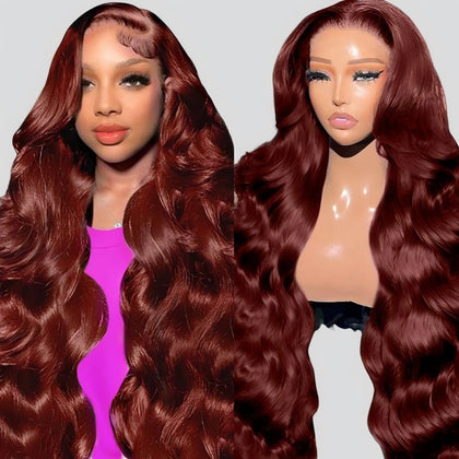 Perruque Lace Front marron rouge QZOQZO vue avant