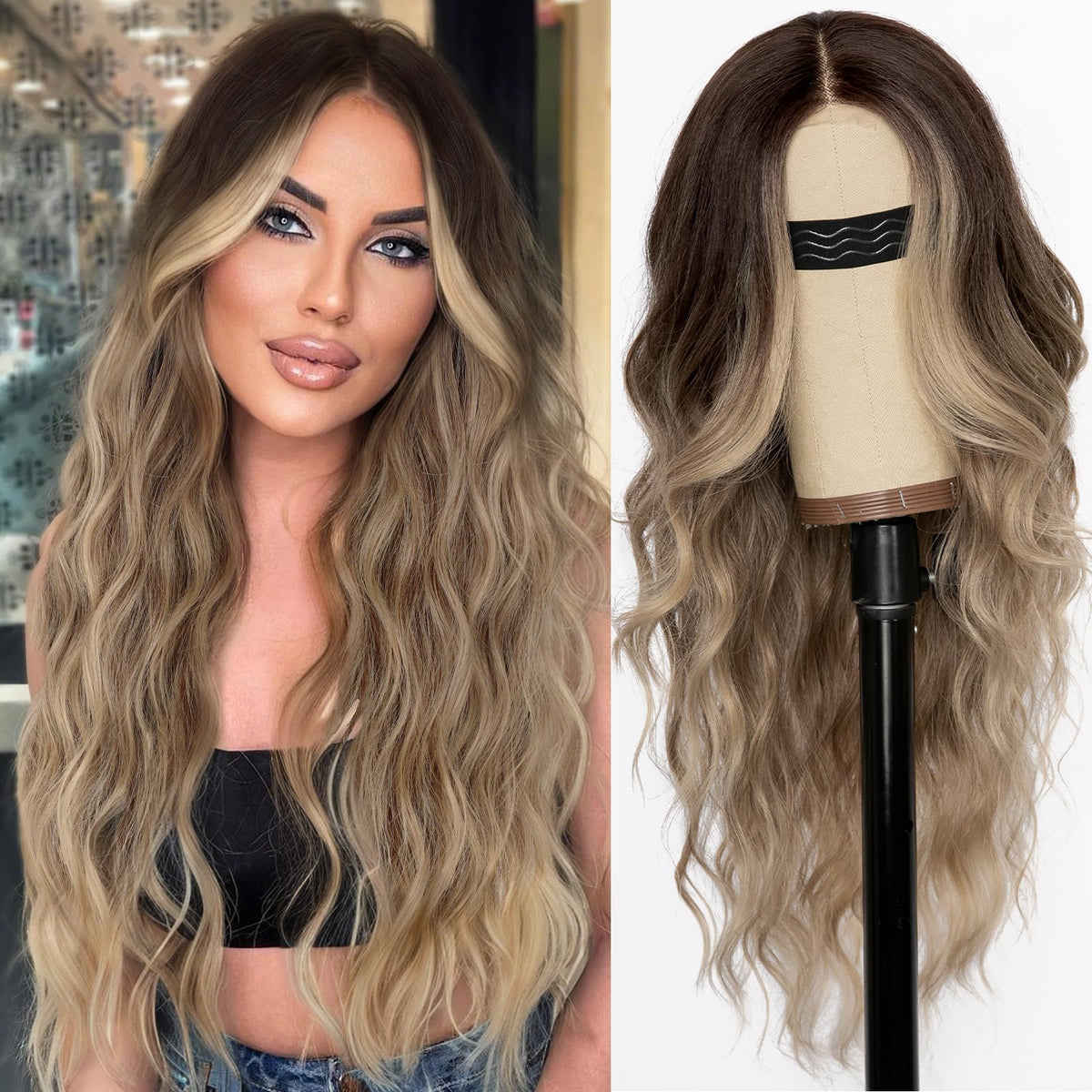 Perruque longue ondulée blonde sale AISI HAIR vue avant