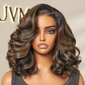 Perruque LUVME HAIR 100% cheveux humains 12 pouces ondulations lâches vue avant