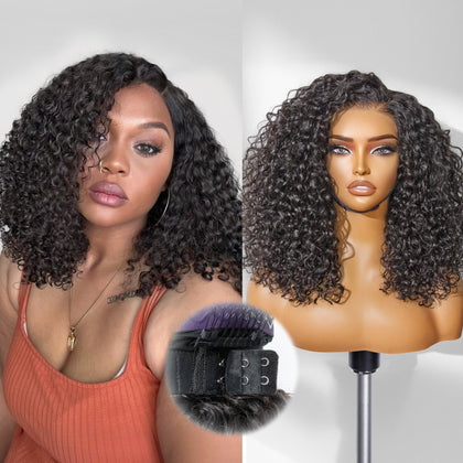 Perruque LUVME HAIR 100% cheveux humains bouclée, vue avant avec lace HD