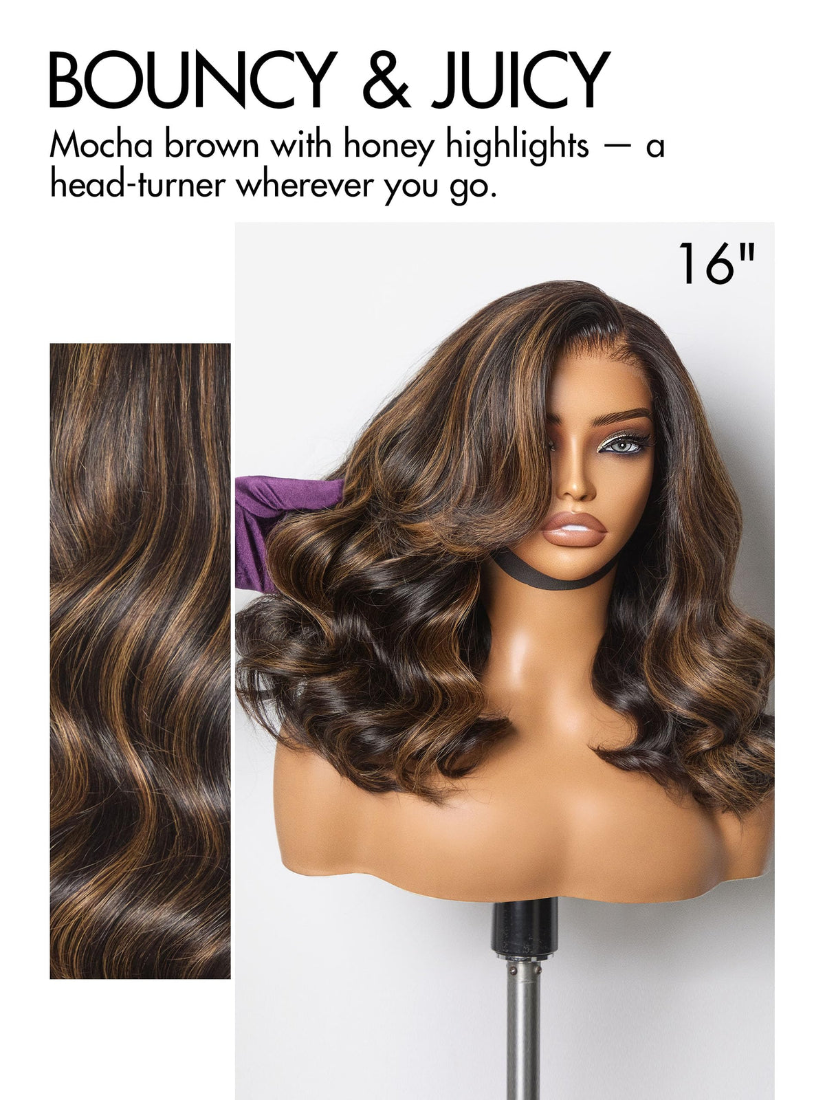 Perruque LUVME HAIR 100% cheveux humains boucles lâches en couleur highlights