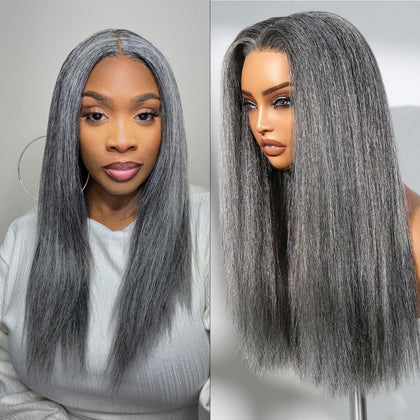 Perruque LUVME HAIR 16 pouces grise vue de face