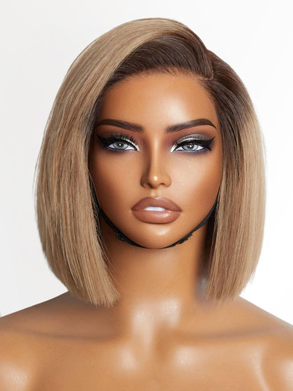 Perruque LUVME HAIR 8 pouces blonde cendrée vue avant avec coupe bob
