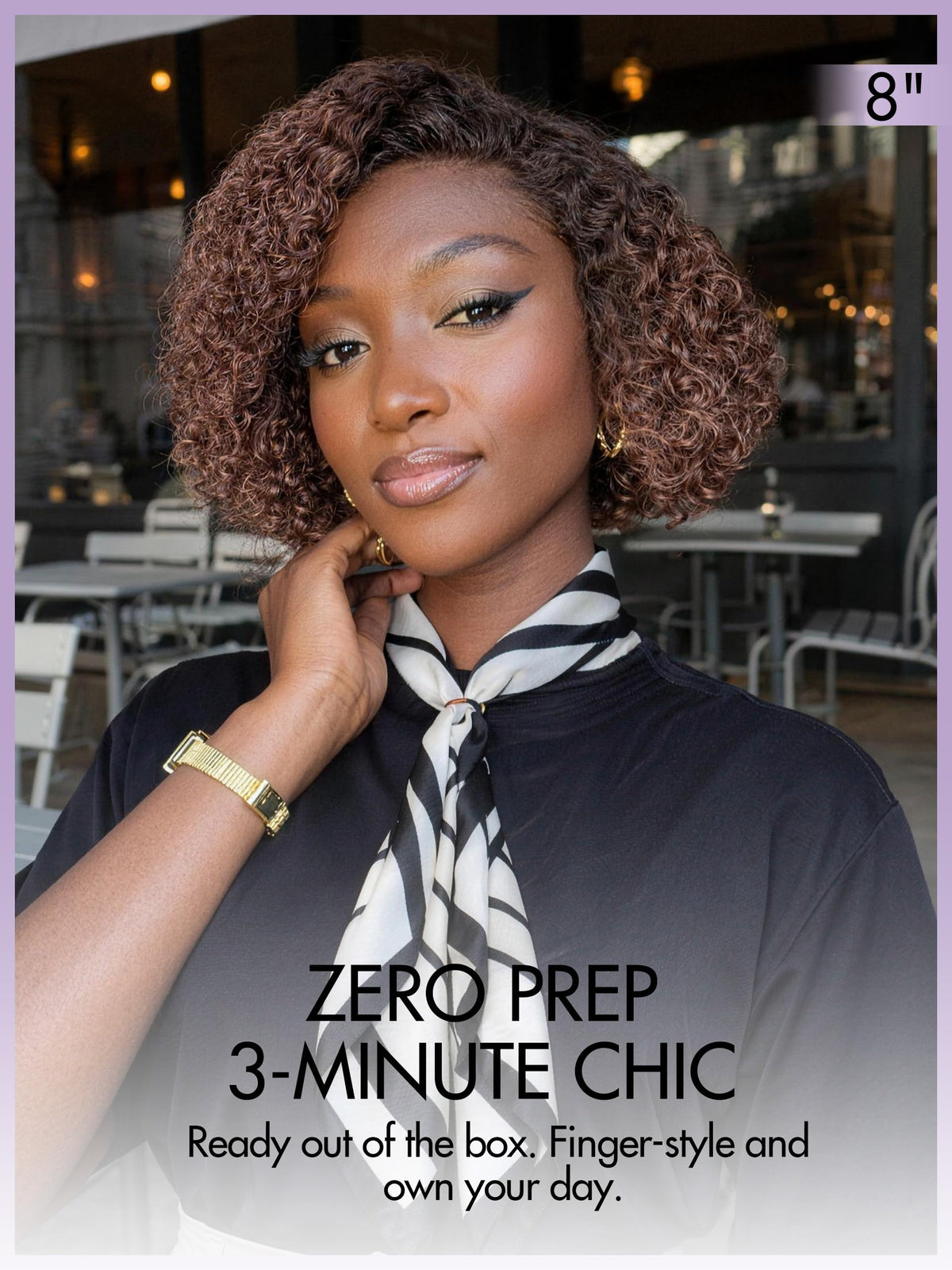 Perruque LUVME HAIR Kinky Curly Ombre Brun 8 pouces côté