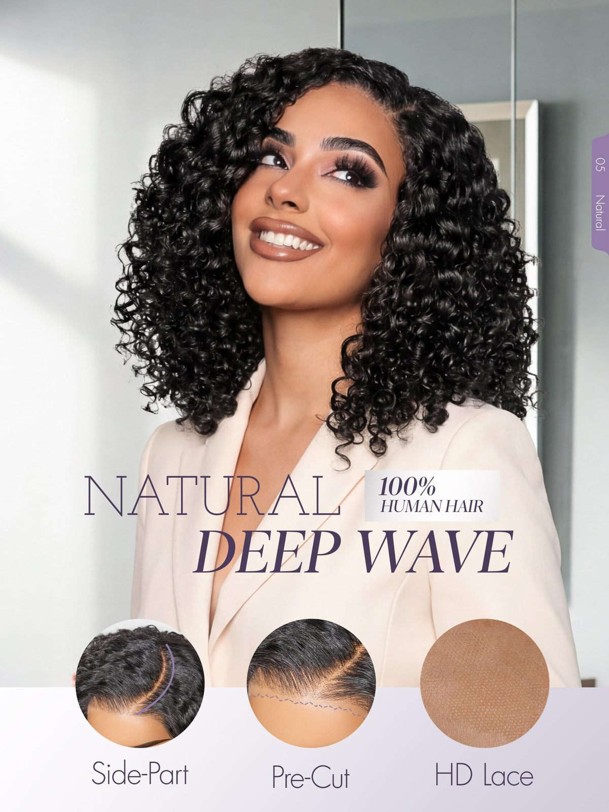 Perruque LUVME HAIR vue arrière montrant la longueur