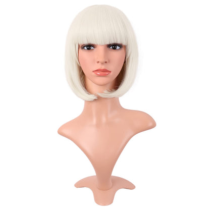Perruque MapofBeauty bob droite blonde platine vue de face
