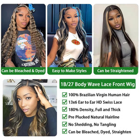 Perruque MUZOJET Body Wave 1B/27 portée sur une mannequin