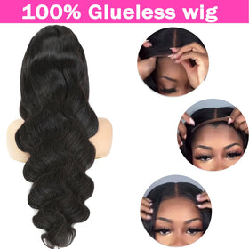 Perruque MUZOJET portée sur une modèle avec cheveux ondulés