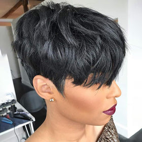 Perruque pixie courte VRZ en cheveux humains vue de face