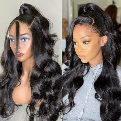 Perruque Pizazz 13x4 en cheveux humains, vue avant avec dentelle transparente