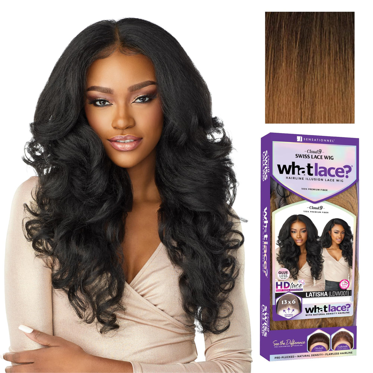 Perruque Sensationnel Latisha T1B/30 vue avant avec dentelle HD